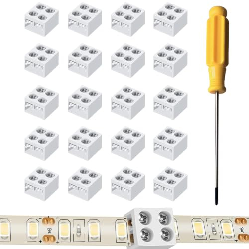 GTIWUNG 20 Piezas Conector 2 Pines Cinta LED 8mm Conectores Gapless Para Conexión De Tira LED, Sin Soldadura