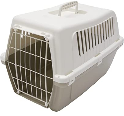 Rosewood Vision Classic 50 Cat Carrier, Small – Pet Travel Crate, Portable Hard-Shell Plastic Carrier for Cats, Kittens and Small Pets – Mocha/White