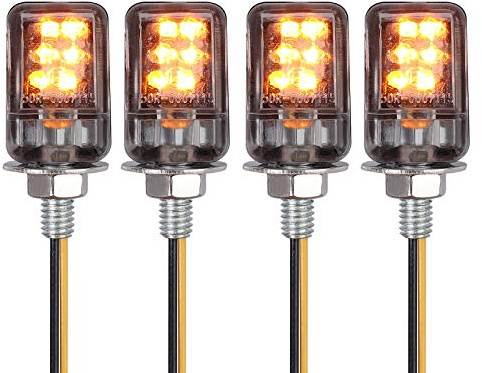 Justech Intermitentes Moto LED 4PCS Intermitentes Moto Homologados Ámba Luz de Señal de Giro E-Marcado 12V Universal 6LEDs Luz de Moto Impermeable Compatible con Motos M6