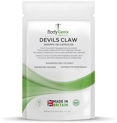 Bodygenix Devil's Claw 2500mg Capsules – Natural Herbal Supplement for General Wellness – Vegan Friendly 120 Caps, 4 Month Supply