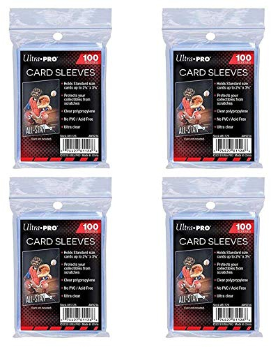 Pack of 400 Ultra Pro standard regular soft penny card sleeves for trading cards such as Pokemon, Magic, sports cards, standard size, transparent