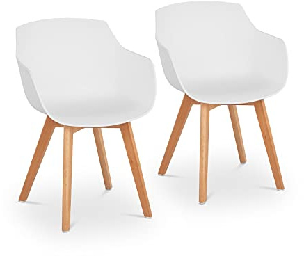 Fromm & Starck Gjuten plaststol matstol 150 kg sits 41 x 40 cm set med 2 vita STAR_SEAT_17 (polypropylen plaststol, bokträben, max. kapacitet 150 kg)