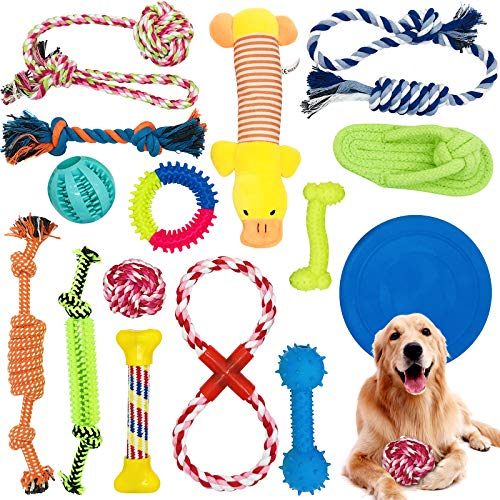 McNory Hundespielzeug Set,Hundeseile, interaktives Pet Rope Spielzeug, Hergestellt aus Natürlicher Baumwolle ungiftig und geruchlos Robust Besser,geeignet für kleine und mittelgroße Hunde (15 PCS)