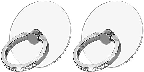 Darglino 2st Transparenter Handy Ring Halterung mit Diamant, 360 Grad Drehung Klar Glitzer Fingerhalterung Handy Fingerhalter Handyring Kompatibel für Smartphones und Tablets (2 Silber)