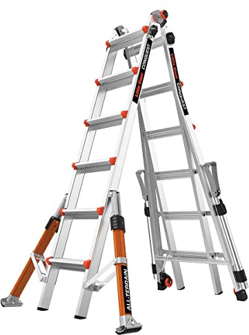 Little Giant Ladders 6 Rung Conquest All-Terrain PRO Multi-purpose Ladders, Side Mounted Stabiliser Bars, Heavy-wall Military Grade Construction, EN131