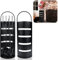YUENFONG Set Camino 5 Pezzi con Porta Attrezzi, Accessori da Camino, Acciaio Inox, Paletta, scopa, Pinza, Attizzatoio, Contenitore per Cucina Casa (Tipo A, nero)