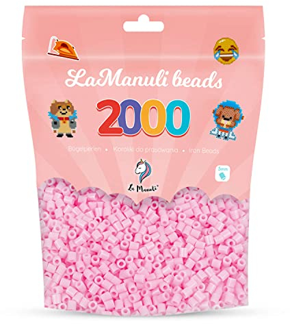 La Manuli Perline da Stirare Rosa chiaro 2000 Pezzi - 5mm - Kit per Creazioni Artistich - Perline a Fusione - Sacchetto Richiudibile - DIY