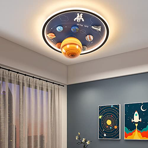 LED Planet Licht Deckenleuchte für Kinder Kreative Junge Mädchen Deckenlampe Dimmbar Mit Fernbedienung Modern Astronauten Kinderzimmerlamp Augenschutz Babylampe Zubehör für magnetische Planeten (50cm)