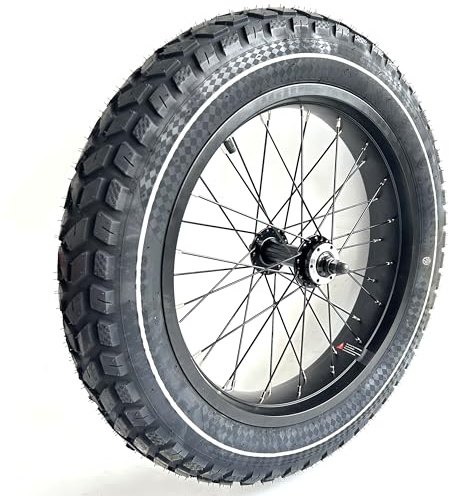 20''x4.0 Fat Bike Front Wheel Double Wall Rim with Puncture Resistant Tire All Terrain Bolt On and Hub 36x12G Spokes Black Alloy Aluminum Snow Bicycle Folding Fatbike Wheel Assembly