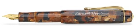 Kaweco ART SPORT Fountain Pen Hickory Brown - Exclusive Acrylic With Steel Nib, Metal Box - 12.5 cm, F (Fine)