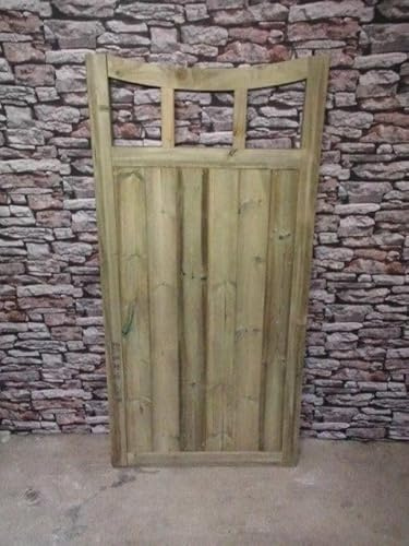 Wooden Curve TVG Garden Gate Pedestrian Gate Wooden Pressure Treated 5ft 150cm,wooden garden gate, garden gates wooden, garden gates wooden (150cm High x 60cm Wide x 5cm Deep)