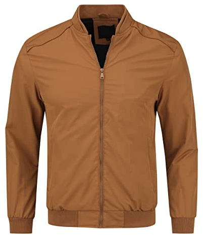 YOUTHUP Blouson Homme Léger Veste de Baseball à Col Montant Blouson Aviateur Veste de Sport Cargo Marron-8835 L