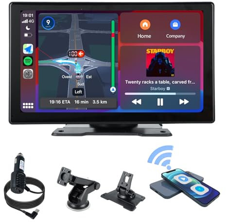 plimpton 9 Zoll Auto Display mit Wireless Carplay und Android Auto, IPS Touch Smart Screen, Digital Media Receiver mit Mirror Link, Live Navigation, BT, AUX, L2