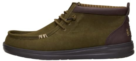 HEYDUDE Wally Mid GripR Vin Classic, Dark Olive/Mole Brown, Size 10, Men’s Boots, Men’s Pull On Boots, Comfortable & Lightweight