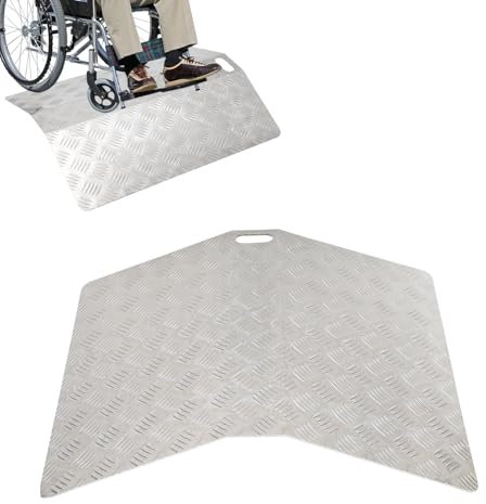 Hebitod Rampa per soglia per sedia a rotelle, ponti, rampa per soglia a rotelle, ponte, rampa in alluminio, 80 x 70 x 10 cm