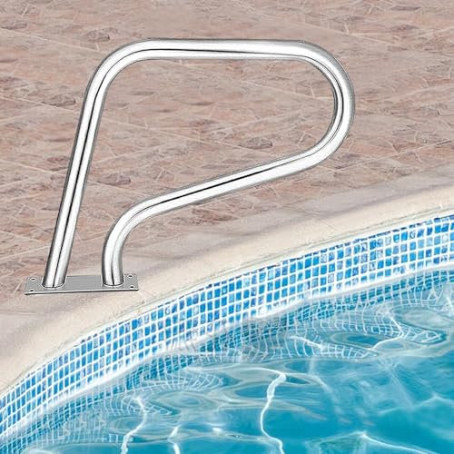 Pasamanos de Piscina de Acero Inoxidable 304, Plateado, Resistente a la corrosión, para terrazas, Antideslizante, con Kit de instalación.