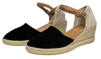 COZSERIES Sandalias Mujer Verano Alpargatas Cuñas de Esparto Forrado de Yute Punta Cerrada Plataforma Espadrilles Zapatos (Negro B137, Sistema Tallas Calzado EU, Adulto, Mujer, Números, Mediano, 40)