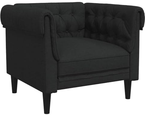 Genérico Sillón Chesterfield de Tela Negro,Mobiliario,Sofás,Negro,16.4 kg,372540