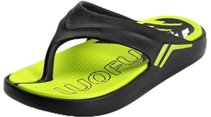 CLEIKS Infradito Uomo Nero con Verde Fluorescente Sandali da Doccia Ergonomici per Palestra e Tempo Libero Comfort e Supporto (Nero, 42EU, SU9082)