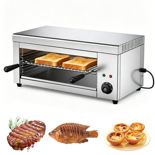 RUODATONLY 2000W Salamandra griglia, griglia elettrica per bistecche, griglia Fondente per Formaggio raclette con Piastre Rimovibili, per Uso Domestico e Commerciale, a Parete o da banco, 50℃-300℃