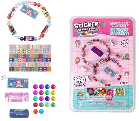 Sticker Bracelet Making Kit with 140 Stickers & Beads – DIY for Girls 6+