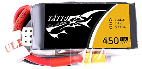 TATTU 2S 450mAh 2S 75C 7,4V Lipo Akku mit XT30 Stecker für kleine FPV-Klingen Torrent 110 Baby Hawk Micro 2 E-Flite 180 CFX