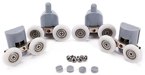 Shower Door Wheels, Lance Home 8Pcs Double Twin Top/Bottom Shower Door Rollers/Runners/Pulleys/Wheels Bathroom Replacement Parts for Curved Straight Sliding Shower Door 23mm Diameter