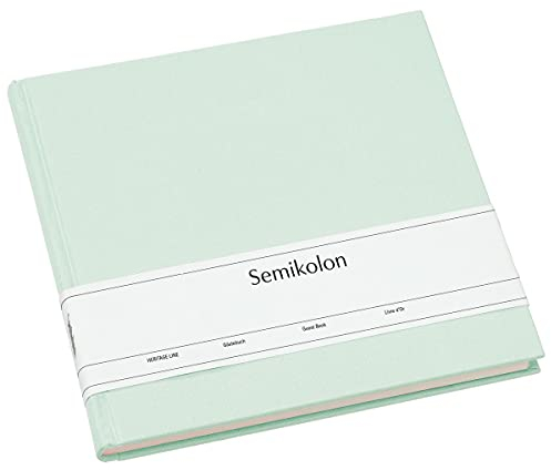 Semikolon 361780 Gästebuch - 25 x 23 cm - mit 180 blanko Seiten zum Selbstgestalten, Lesezeichen - moss pastell-grün