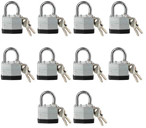 Fu Volante Lock, Laminated Steel Keyed Padlock, Keyed Alike Locks, Normal Shackle Padlock-Pack of 10