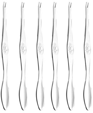 6 Stücke Meeresfrüchte Werkzeug Set Nuss Gabeln Edelstahl Krabben Besteck Schneckengabel für Muscheln Nuss Schalentiere Schnecken Garnelen Fisch Küchengerät