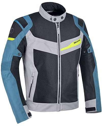 Oxford Dakar Dry2Dry Air - Chaqueta de moto para hombre, plateado/azul/fluo, Plateado/azul/fluo, XL