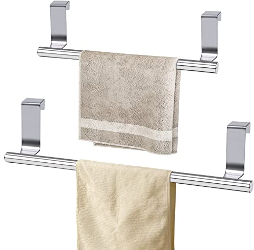 2 PCS Portasciugamani Da Appendere, In Acciaio Inox, Porta Asciugamani, Porta Asciugamani Con Striscia Antiscivolo, Porta Strofinacci Per Porta Dell'Armadio, Adatto Per Cucina, Bagno (Grande +Piccoli)
