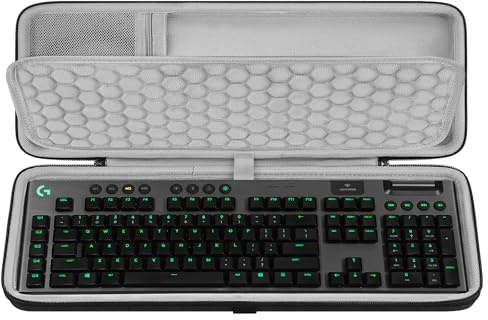 Housse Rigide pour Clavier Pleine Taille Geekria, Compatible avec Logitech G915 / G915 X, Sac de Transport pour Clavier d’Ordinateur 108 Touches (Gris foncé)