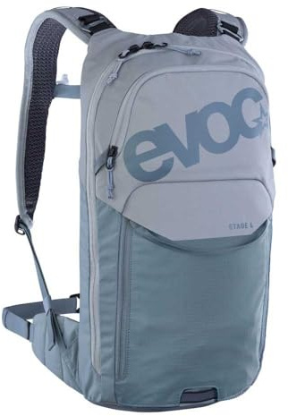 EVOC STAGE 6, cykelryggsäck (förstärkta axelremmar, luftflödessystem, PFC-fri, lätt och kompakt, trekkingryggsäck, idealisk för mountainbikers, One Size), Stone - Steel