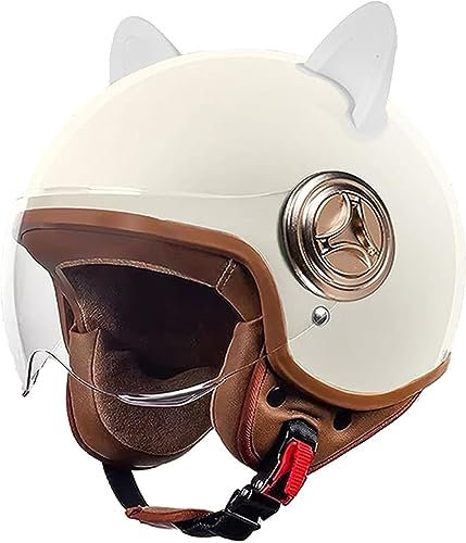 GZEZHA Kinder Motorradhelm Roller Helm Jethelm Mit Sonnenblende, Mädchen Rollerhelm Junge Mofa Helm, 54-61Cm, Für 5 Jahre - 12 Jahre Kid H,54-61cm