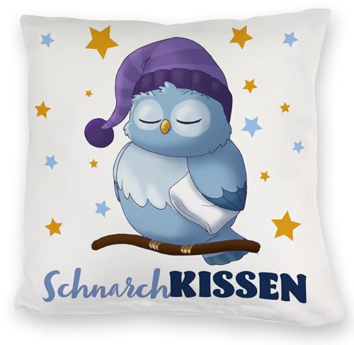 Schlafende Eule Kuschelkissen mit Spruch SchnarchKuschelkissen Gemütliches Nacht-Nickerchen Süßer Uhu Nachtkauz Ideal zum Schlafen Waldkauz-KuschelKuschelkissen