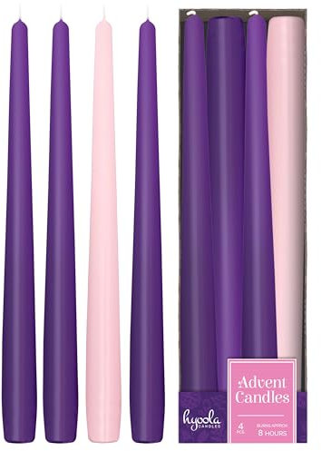 Hyoola Adventsljus set med 4 – tillverkad i Europa set med jul-adventskalender – 250 mm (10 tum) adventskalskransljus