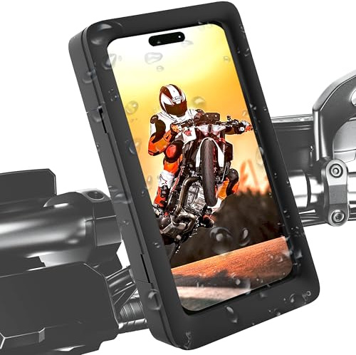 Sovica Soporte movil Moto Bicicleta Impermeable Funda Compatible con Smartphones de hasta 7.5 con Ventana Trasera fijacion irrompible y Segura al Manillar