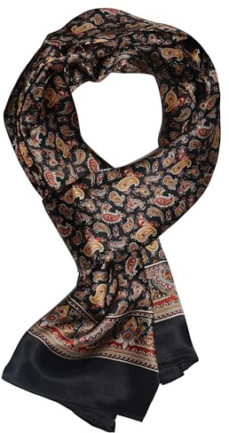 UK_Stone Écharpe pour homme 100 % pure soie avec motif classique vintage imprimé à double couche, # 1 noir., taille unique