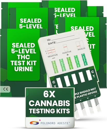 ADESTE 5 nivåer THC testkit | Cannabis testkit urin: Snabbt och exakt på 5 minuter | 5-nivådetektering (10 – 300 ng/mL) | Lätt att använda Cannabis läkemedelstestkit, inget laboratorium behövs | 6