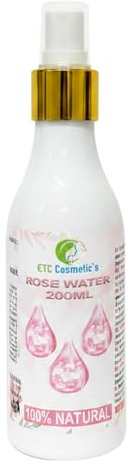 Spray de agua de rosas - 200 ml - Para rostro, contorno de ojos, cuerpo y cabello (piel sensible) | Sin alcohol ni colorantes artificiales | 100% natural