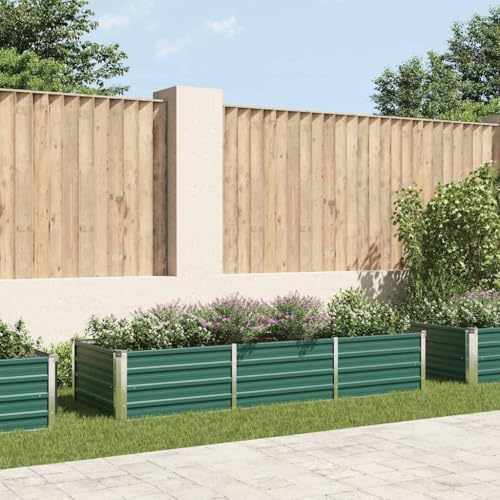 Mokuyary Fioriera da giardino per esterni, fioriera da giardino, fioriera per piantare piante in acciaio zincato verde, 240 x 80 x 45 cm