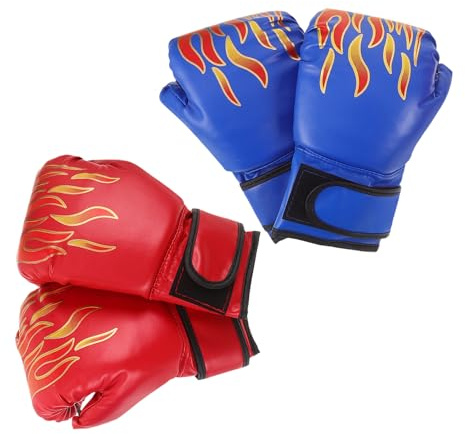 TOYANDONA 2 Pairs Kickboxing Gloves Set – Breathable Shockproof Training Mitts for Beginners, Youth Martial Arts Practice, Punch Bag Sparring Gloves for Boys