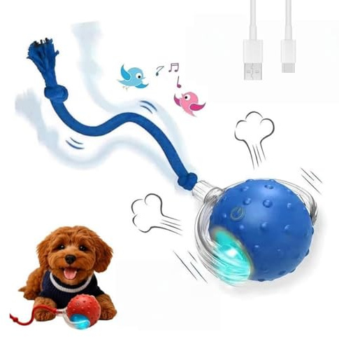 OALYGEI Teddyloo Palla Interattiva,Palla Giocattolo Interattiva per Gatti e Cani, Elettrica con Suono di Uccello (Uno blu)