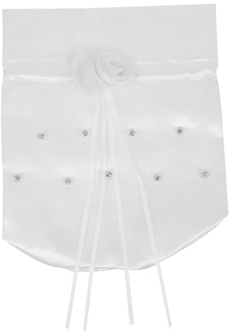 DRESSOOS Borsa da Sposa Chiusura Facile a Coulisse Bianco in Tessuto e Delicata con Decorazioni di Cristallo e Perline per Packaging Matrimonio