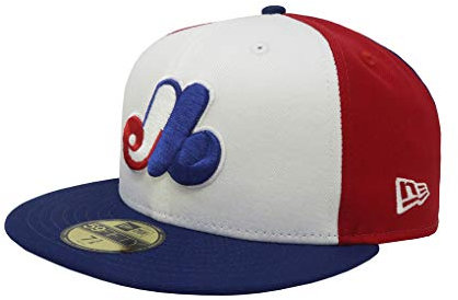 New Era Montreal Expos 1969 Cooperstown Authentic On-Field 59FIFTY Fitted Hat, Weiß/Rot/Königsblau, 7.5