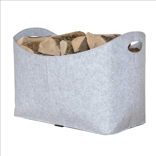 Rubberneck Cesta de leña, fieltro, dimensiones 54 x 39 x 30 cm (Gris)