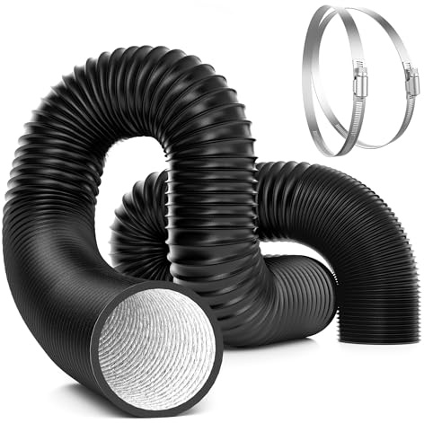 VIVOSUN 6 Inch 25 Feet Flexible Aluminum Ducting with 2 Clamps, Black