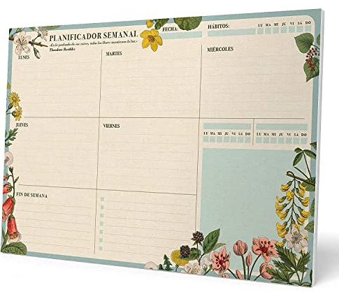 Grupo Erik: Planning da Tavolo A4 Botanical in spagnolo | Planner settimanale con 54 fogli a strappo, 21 x 29,7 cm, Agenda Organizer, To Do List Planner, Planner settimanale da scrivania