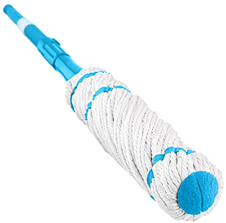 HOMESHOPA Extendable Microfibre Twist Mop with Self Wringing, Long Handle Wet Floor Cleaning for Household Hardwood Vinyl Laminate Tile, Super Absorbent Washable Mop Head